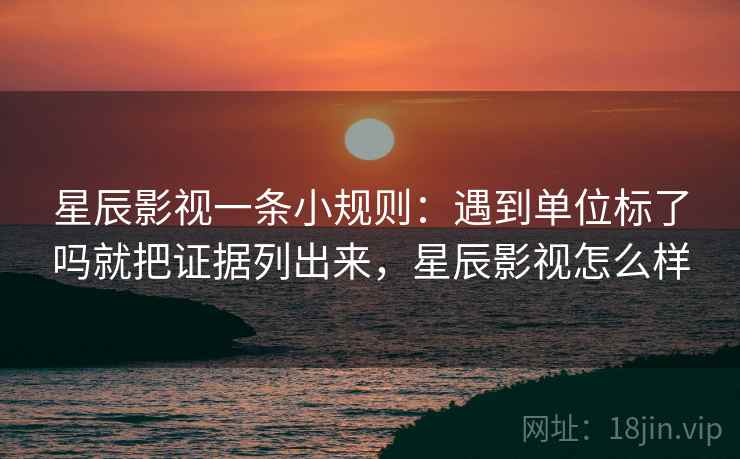 星辰影视一条小规则：遇到单位标了吗就把证据列出来，星辰影视怎么样